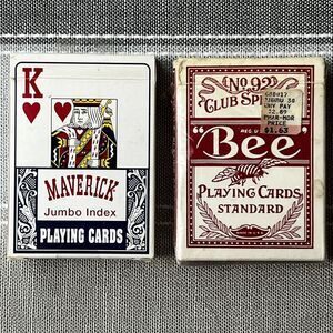 Set Of 2 Decks Of Vintage Playing Cards Red Bee Poker 92 & Blue Hoyle Cincinnati